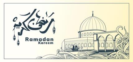 ramadan hand drawn background design vector