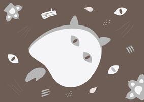 funny banner with little cat monster theme on background vector