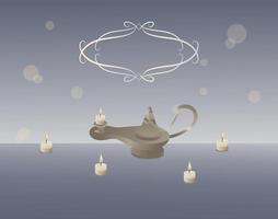 candlelight and lantern on decorate background vector