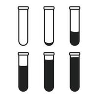 Test Tubes Set Icon Empty to Full Silhouette Illustration On White Background vector
