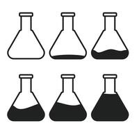 Lab Beaker Icons Empty to Full Silhouette Illustration On White Background vector