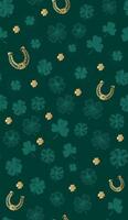 Clover pattern on green, Hand drawn illustrations vector