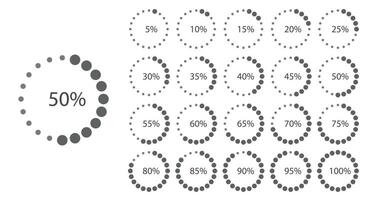 Circular Dotted Progress Chart Set in Grayscale vector