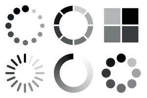 Black and White Loading Icons Set vector