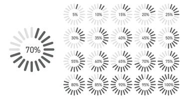 Radial Bar Progress Chart Set in Grayscale vector