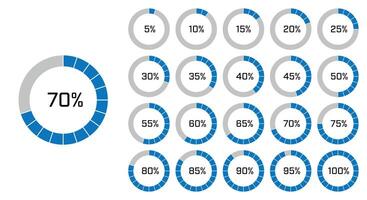Segmented Circular Progress Chart Set with Percentage vector