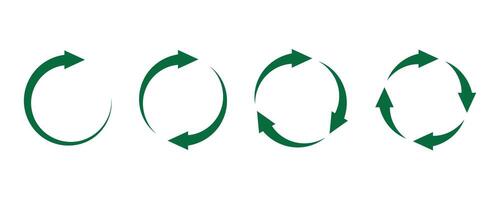 Green Circular Arrow Rotation Icons Set vector