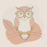 Funny Little Owl Character in Sketch Style vector