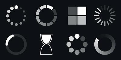 Collection of Black and White Loading Icons vector