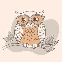 Funny Hand-Drawn Owl with Feathery Details vector