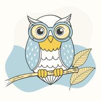 Hand-Drawn Owl with Feathers in Doodle Style vector