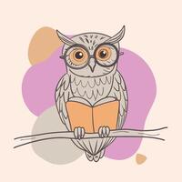 Forest Owl Perched on a Tree Branch Drawing vector