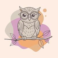 Happy Owl Doodle in a Playful Pose vector