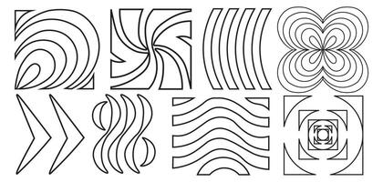 middle set of illusion ornaments in lines vector