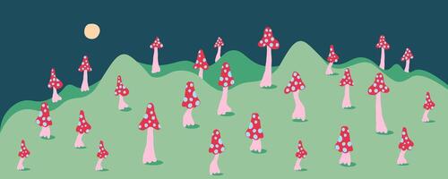 abstract background with mushrooms on hills vector