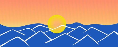 background with sunset in mountains vector