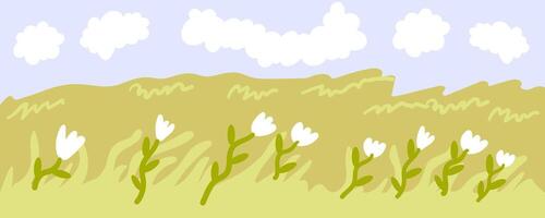 abstract background with field and clouds vector