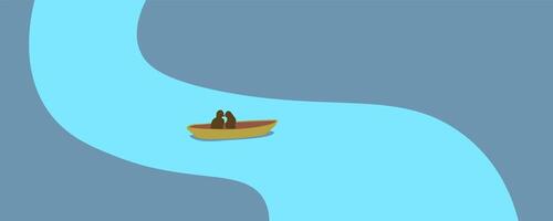 abstract background with river and boat vector