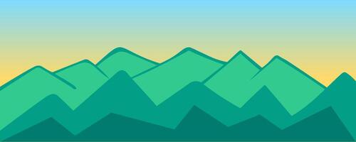 abstract background with green hills on sunrise vector