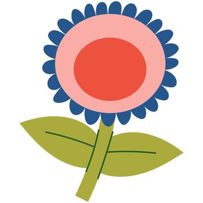 Single simple abstract flower. Minimalistic design of flower. Spring flower. Beautiful nature herb. Blossom plant.