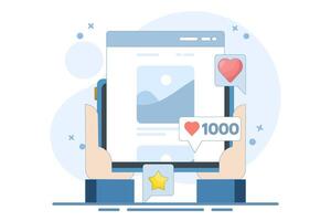 Social media networking concept. Sharing photos and images online with a list of comments such as mobile phone applications, social network followers or article posting activities. simple design. vector