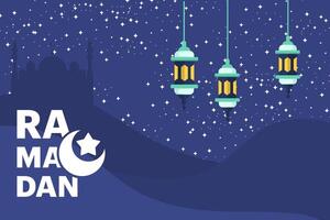Ramadan Kareem Concept. Creative Ramadan Kareem Design. Poster banner, social media post, postcard, background, greeting card, template, backdrop, web banner design etc. flat cartoon. vector