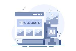 AI Image Maker Concept, Artificial intelligence generates image with command, AI tool inputs word command to become image. illustration with icon on Background vector