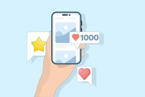 Social media networking concept. Sharing photos and images online with a list of comments such as mobile phone applications, social network followers or article posting activities. flat design. vector