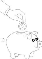 Piggy Bank Icon Hand Inserting Coin into Savings Box Financial Investment And Money Saving Symbol vector