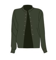 Green jacket with buttons fashion icon . vector
