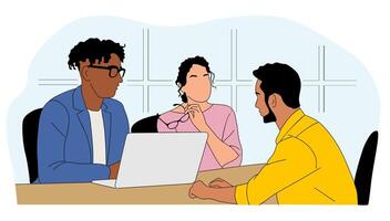 Job interview colored outline drawing art vector