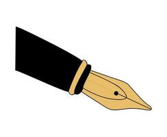 A pen with a black body and a gold tip. vector