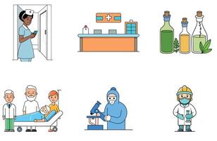 A set of icons depicting people in various medical settings vector