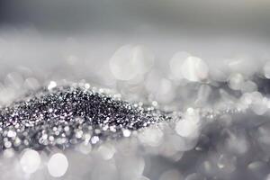 Shimmering silver glitter with soft bokeh effect in a dreamlike scene photo