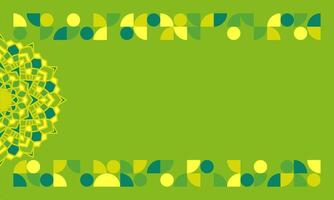 Green Greeting card template with mandala theme of Islamic event for wallpaper design. Poster, media banner vector