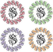 four different monograms of S letter in different colors vector