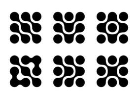 Diagonal metaball connected circles shape. Abstract nerve cell dots or computer nano net. Liquid oil curved morphs as molecule spotted waves. Arrow tech logo vector