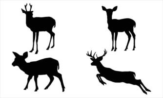 deer silhouette icon set on a white background vector
