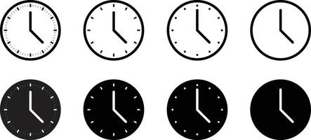 Time and clock icon set isolated on transparent background vector