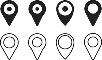 Location or map pin icons. Map marker icon. Map location symbol isolated on white background vector