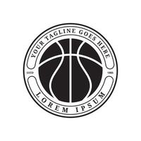 Simple basketball logo design, in the form of an American Basketball Club logo emblem with a sports template in the form of a basketball circle. vector