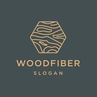 Wood logo with a hexagonal shape, featuring bark layers and wood grain texture, inspired by tree trunk illustration design vector
