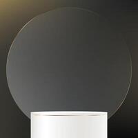 Black and gold background 3d with white podium. 3D abstract studio room with pedestal podium. Space for selling products, backdrop, wallpaper, background, text. illustration. vector