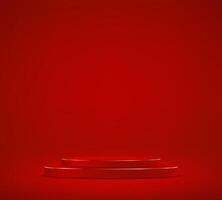 Red background 3d with podium space for selling products, backdrop, wallpaper, background, text. Display of cosmetic products. Stage or podium. Product display background. illustration. vector