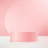 Pink background 3d with white podium Space for selling products on the website. Display of cosmetic products. Stage or podium. Product display background. illustration. vector