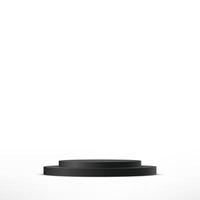 White background 3d with black podium. 3D abstract studio room with pedestal podium. Space for selling products, backdrop, wallpaper, background, text. illustration. vector