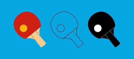 Ping pong rackets set icon color, outline, black and white. For sports themes, outdoor games and team activity concepts. vector