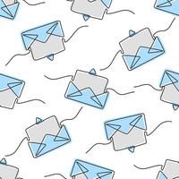 Seamless pattern with gray and blue envelopes. Ideal for mailing, correspondence, and postal service designs. vector