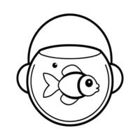 a goldfish in a bowl with tiny headphones vector