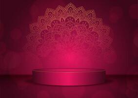 Luxury display background with mandala and empty podium design vector